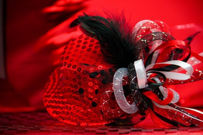 Hat Carnival Ball Season Shiny Sequins Red Panel